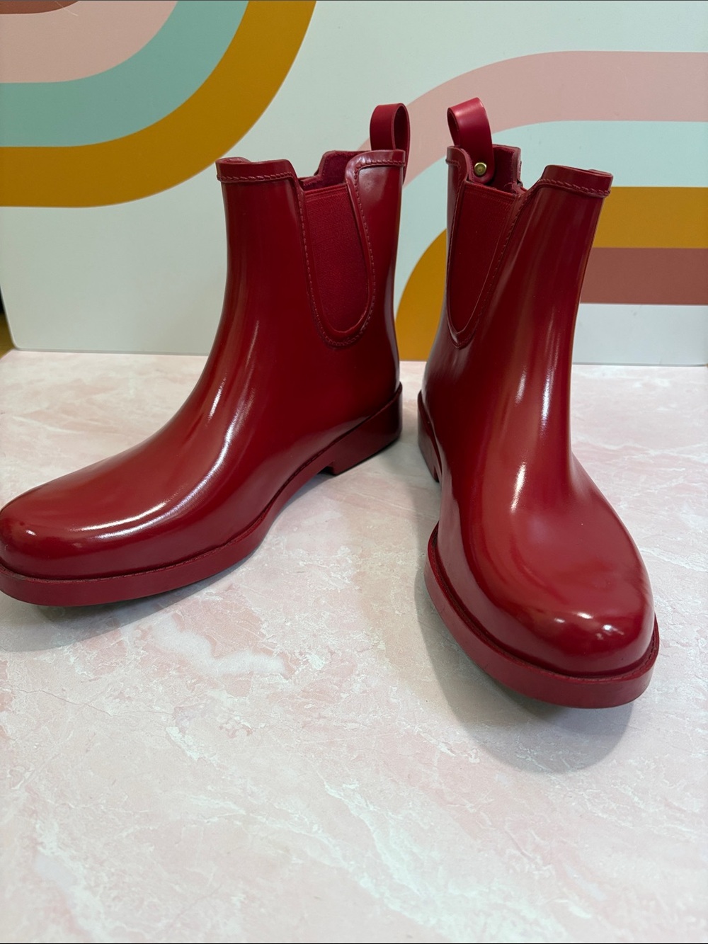Coach Red Gloss Tyler Rain Boots 10B - Picture 5 of 8
